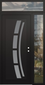 Diamond C12 48" x 96" black/white frosted Glass Panel black LHI with Sidelite and Transom clear Glass