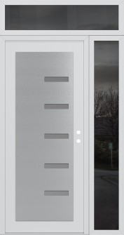 Diamond C8 48" x 96" white/white frosted Glass Panel stainless steel LHI with Sidelite and Transom mirrored Glass