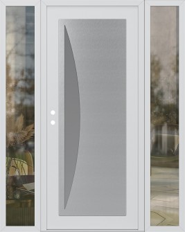 Diamond C13 64" x 80" white/white frosted Glass Panel stainless steel RHI with 2 Sidelites clear Glass