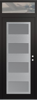Diamond C2 36" x 96" black/white frosted Glass Panel stainless steel LHI with Transom clear Glass