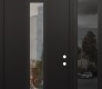 Modern Steel Front Door DIAMOND A11 50" X 96" BLACK/BLACK CLEAR GLASS PANEL BLACK LHI WITH SIDELITE AND TRANSOM MIRRORED GLASS