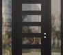 Modern Steel Front Door Diamond C9 60" x 96" black/black clear Glass Panel black LHI with 2 Sidelites and Transom clear Glass