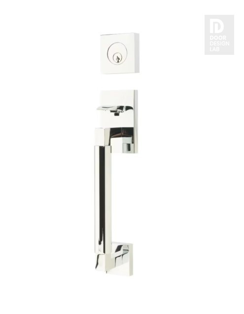 EMTEK HERCULES SMOOTH SECTIONAL DOUBLE CYLINDER KEYD 4224 POLISHED CHROME US26 for Steel Front Doors