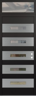 Diamond D9 36" x 96" black/black clear Glass Panel stainless steel LHI with Transom clear Glass