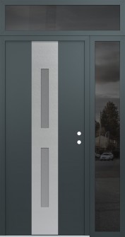 DIAMOND A6 52" X 96" ANTHRACITE/ANTHRACITE FROSTED GLASS PANEL STAINLESS STEEL LHI WITH SIDELITE AND TRANSOM MIRRORED GLASS