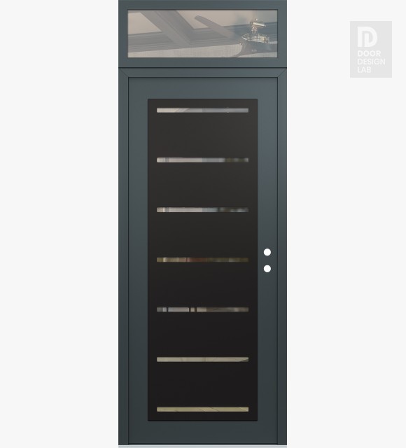 Modern Steel Front Door Diamond C11 36" x 96" anthracite/anthracite clear Glass Panel black LHI with Transom clear Glass