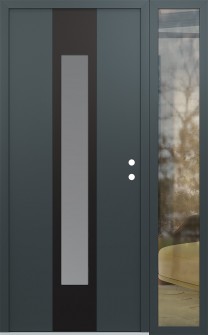 DIAMOND A1 50" X 80" ANTHRACITE/ANTHRACITE FROSTED GLASS PANEL BLACK LHI WITH SIDELITE CLEAR GLASS