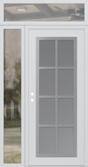 Diamond C16 50" x 96" white/white frosted Glass Panel stainless steel RHI with Sidelite and Transom clear Glass