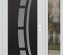 Modern Steel Front Door Diamond C12 52" x 80" white/white frosted Glass Panel black LHI with Sidelite clear Glass