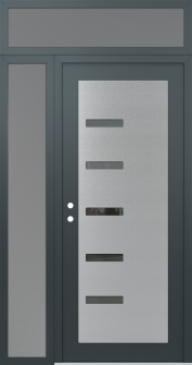 Diamond C8 52" x 96" anthracite/anthracite mirrored Glass Panel stainless steel RHI with Sidelite and Transom frosted Glass