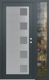 Diamond C5 48" x 80" anthracite/anthracite frosted Glass Panel stainless steel LHI with Sidelite clear Glass