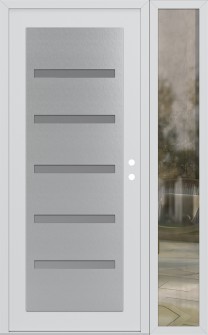 Diamond C7 52" x 80" white/white frosted Glass Panel stainless steel LHI with Sidelite clear Glass