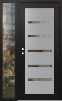 Diamond C7 52" x 80" black/black clear Glass Panel stainless steel RHI with Sidelite clear Glass