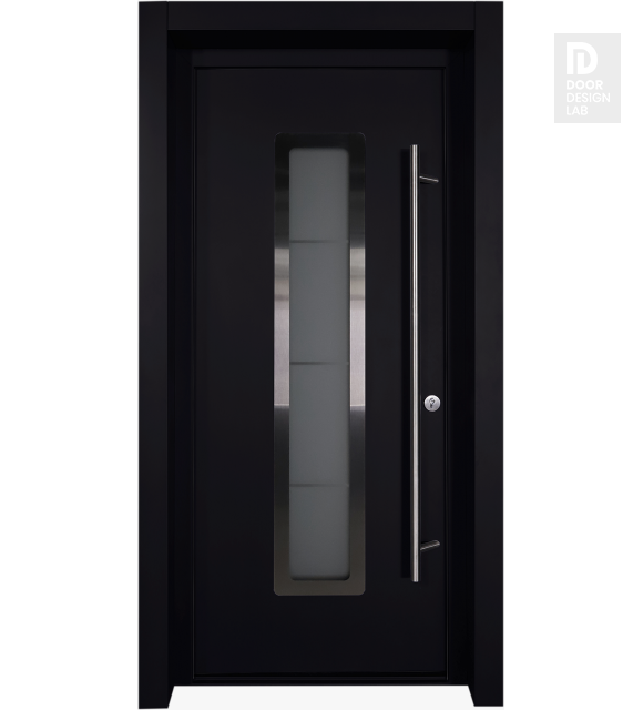 MODERN FRONT STEEL DOOR ARGOS BLACK/WHITE 37 7/16" X 81 11/16" LEFT HAND INSWING + HARDWARE