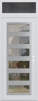 Diamond C9 36" x 96" white/white clear Glass Panel stainless steel LHI with Transom mirrored Glass