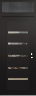 Diamond C7 36" x 96" black/black clear Glass Panel black LHI with Transom mirrored Glass