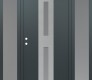 Modern Steel Front Door DIAMOND A6 68" X 80" ANTHRACITE/ANTHRACITE FROSTED GLASS PANEL STAINLESS STEEL RHI WITH 2 SIDELITES FROSTED GLASS