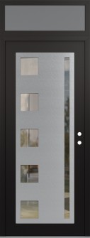 Diamond C3 36" x 96" black/black clear Glass Panel stainless steel LHI with Transom frosted Glass
