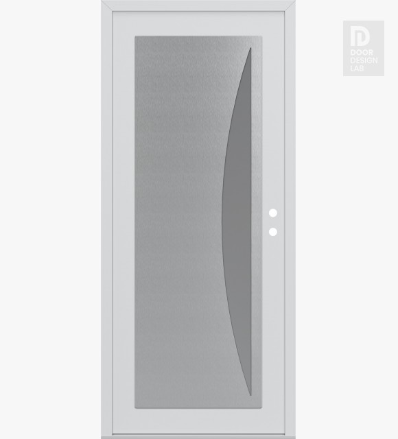 Modern Steel Front Door Diamond C13 36" x 80" white/white frosted Glass Panel stainless steel LHI