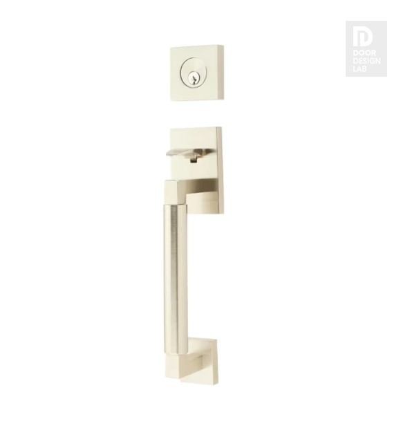 EMTEK HERCULES SMOOTH SECTIONAL SINGLE CYLINDER KEYD 4214 SATIN NICKEL US15 for Steel Front Doors
