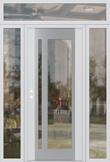 Diamond C15 64" x 96" white/white clear Glass Panel stainless steel RHI with 2 Sidelites and Transom clear Glass