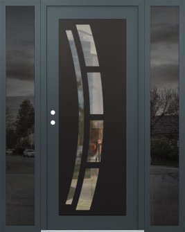 Diamond C12 60" x 80" anthracite/anthracite clear Glass Panel black RHI with 2 Sidelites mirrored Glass