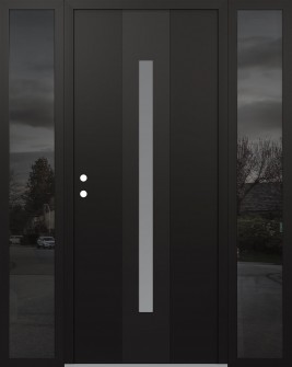 DIAMOND A2 60" X 80" BLACK/WHITE FROSTED GLASS PANEL BLACK RHI WITH 2 SIDELITES MIRRORED GLASS