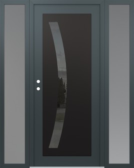 Diamond C4 60" x 80" anthracite/anthracite mirrored Glass Panel black RHI with 2 Sidelites frosted Glass