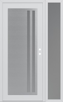 Diamond C6 48" x 80" white/white frosted Glass Panel stainless steel LHI with Sidelite frosted Glass