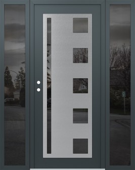 Diamond C3 64" x 80" anthracite/anthracite mirrored Glass Panel stainless steel RHI with 2 Sidelites mirrored Glass