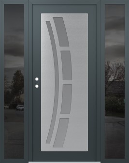 Diamond C12 68" x 80" anthracite/anthracite frosted Glass Panel stainless steel RHI with 2 Sidelites mirrored Glass