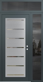 Diamond C11 48" x 96" anthracite/anthracite clear Glass Panel stainless steel LHI with Sidelite and Transom mirrored Glass