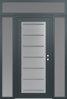 Diamond C11 60" x 96" anthracite/anthracite frosted Glass Panel stainless steel LHI with 2 Sidelites and Transom frosted Glass