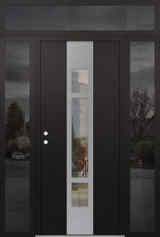 DIAMOND A9 60" X 96" BLACK/BLACK CLEAR GLASS PANEL STAINLESS STEEL RHI WITH 2 SIDELITES AND TRANSOM MIRRORED GLASS