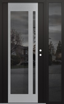 Diamond C15 48" x 80" black/black mirrored Glass Panel stainless steel LHI with Sidelite mirrored Glass