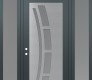 Modern Steel Front Door Diamond C12 68" x 96" anthracite/anthracite frosted Glass Panel stainless steel RHI with 2 Sidelites and Transom frosted Glass