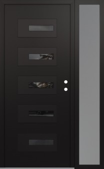 Diamond D6 50" x 80" black/black mirrored Glass Panel black LHI with Sidelite frosted Glass