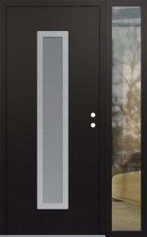 DIAMOND A11 48" X 80" BLACK/WHITE FROSTED GLASS PANEL STAINLESS STEEL LHI WITH SIDELITE CLEAR GLASS