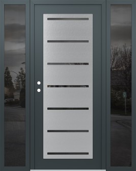 Diamond C11 68" x 80" anthracite/anthracite mirrored Glass Panel stainless steel RHI with 2 Sidelites mirrored Glass