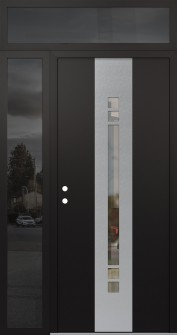 DIAMOND A4 48" X 96" BLACK/BLACK CLEAR GLASS PANEL STAINLESS STEEL RHI WITH SIDELITE AND TRANSOM MIRRORED GLASS