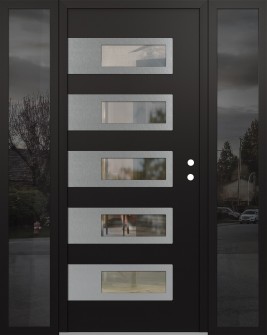 Diamond D3 64" x 80" black/black clear Glass Panel stainless steel LHI with 2 Sidelites mirrored Glass