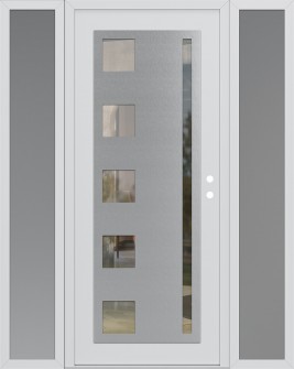 Diamond C3 68" x 80" white/white clear Glass Panel stainless steel LHI with 2 Sidelites frosted Glass
