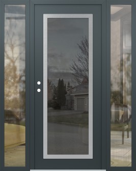 Diamond C1 60" x 80" anthracite/anthracite mirrored Glass Panel stainless steel RHI with 2 Sidelites clear Glass