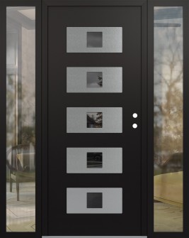 Diamond D8 60" x 80" black/black mirrored Glass Panel stainless steel LHI with 2 Sidelites clear Glass