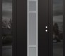 Modern Steel Front Door DIAMOND A9 68" X 80" BLACK/WHITE FROSTED GLASS PANEL STAINLESS STEEL LHI WITH 2 SIDELITES MIRRORED GLASS