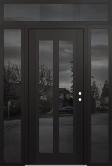 Diamond C14 68" x 96" black/black mirrored Glass Panel black LHI with 2 Sidelites and Transom mirrored Glass