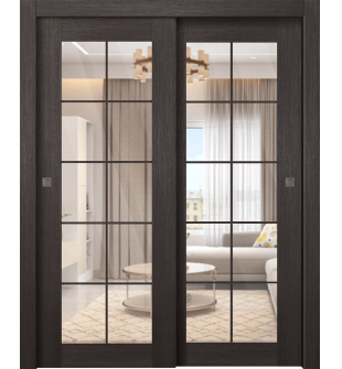 Avon 10 Lite Clear Veralinga Oak Bypass doors