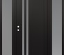 Modern Steel Front Door Diamond C6 68" x 80" black/white frosted Glass Panel black RHI with 2 Sidelites frosted Glass