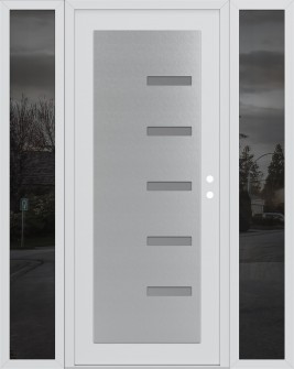 Diamond C8 60" x 80" white/white frosted Glass Panel stainless steel LHI with 2 Sidelites mirrored Glass