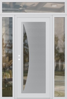 Diamond C13 68" x 96" white/white clear Glass Panel stainless steel RHI with 2 Sidelites and Transom clear Glass